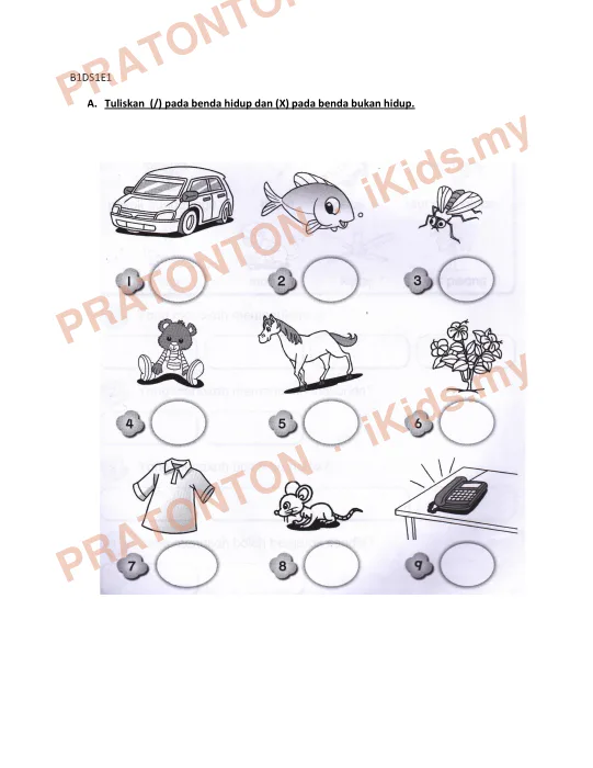 Pratonton muka 1 lembaran B1DS1E1 — Bahasa Inggeris Tahun 3