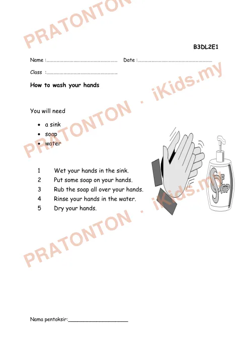 Pratonton muka 1 lembaran B3DL2E1 — Bahasa Inggeris Tahun 1