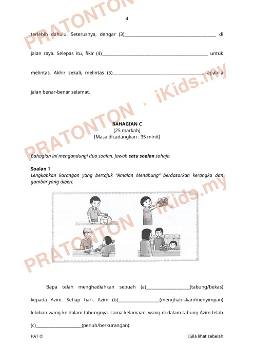 Pratonton muka 4 lembaran Kertas Soalan Bahasa Melayu 6 — Bahasa Melayu Tahun 2