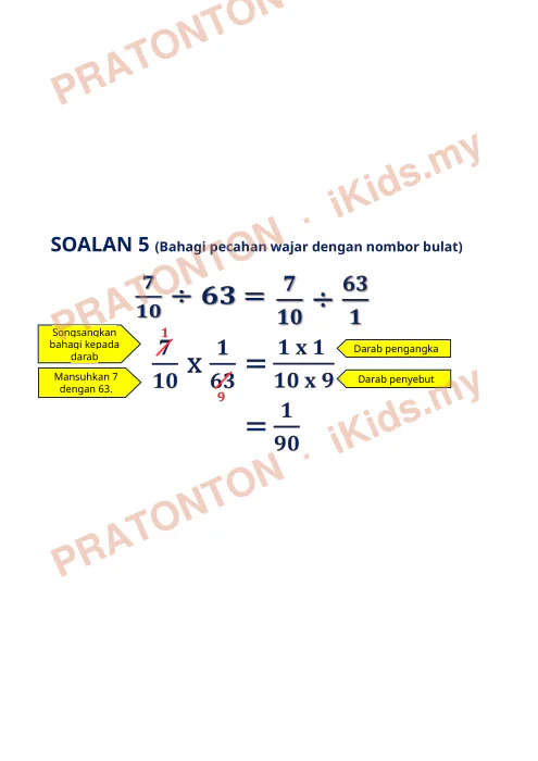Pratonton muka 6 lembaran BAHAGI PECAHAN — Matematik Tahun 6