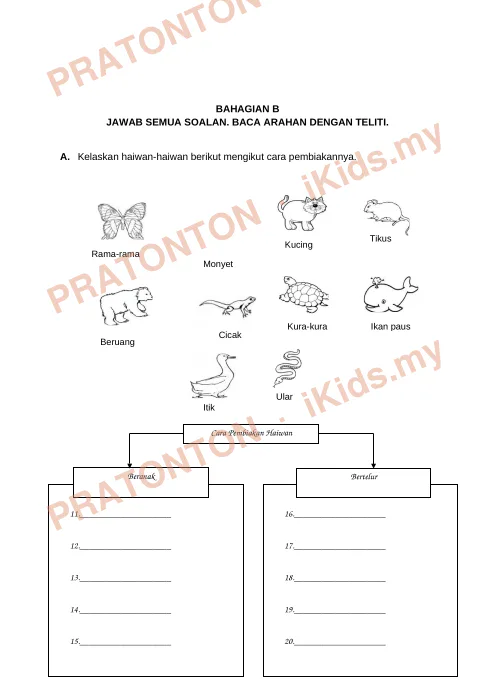 Pratonton muka 3 lembaran BAHAGIAN A — Sains Tahun 2