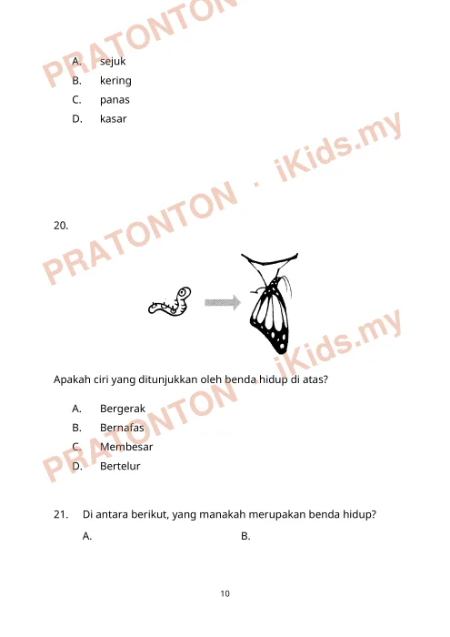 Pratonton muka 10 lembaran Bahagian A. — Sains Tahun 2