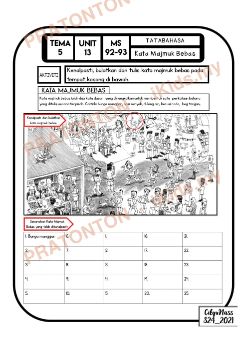 Pratonton muka 7 lembaran Bahan Bahasa Melayu — Bahasa Melayu Tahun 4