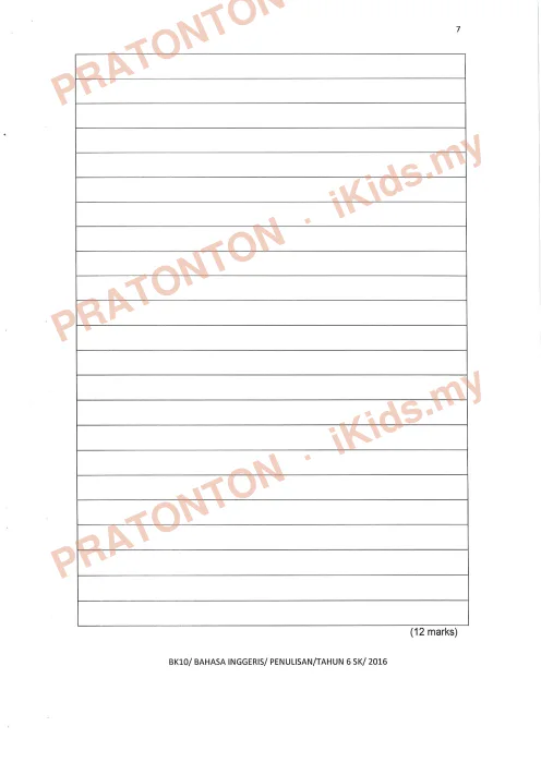 Pratonton muka 7 lembaran Bahan Kecemerlangan UPSR 2016 (BK 10) — Bahasa Inggeris SK Penulisan — Bahasa Inggeris Tahun 6