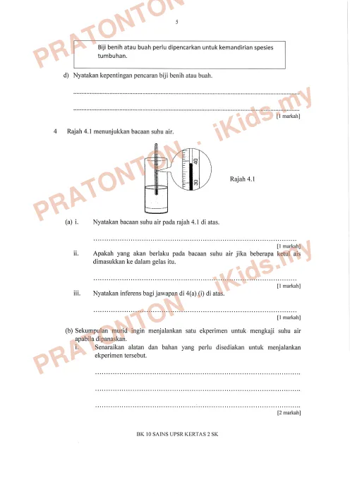 Pratonton muka 5 lembaran Bahan Kecemerlangan UPSR 2016 (BK 10) — Sains SK Kertas 2 — Sains Tahun 6