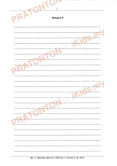 Pratonton muka 5 lembaran Bahan Kecemerlangan UPSR 2016 (BK 11) — Bahasa Melayu Penulisan — Bahasa Melayu Tahun 6