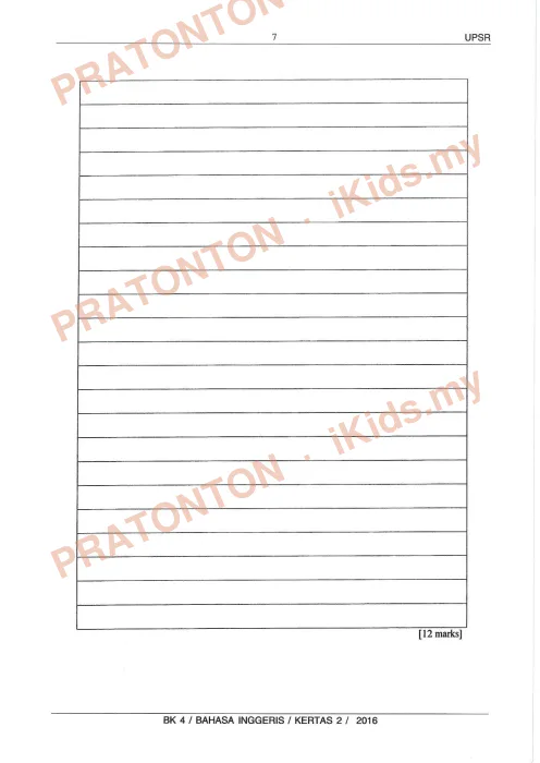 Pratonton muka 6 lembaran Bahan Kecemerlangan UPSR 2016 (BK 4) — Bahasa Inggeris SK Penulisan — Bahasa Inggeris Tahun 6