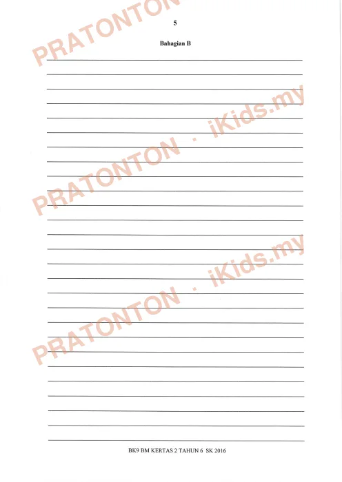 Pratonton muka 5 lembaran Bahan Kecemerlangan UPSR 2016 (BK 9) — Bahasa Melayu Penulisan — Bahasa Melayu Tahun 6