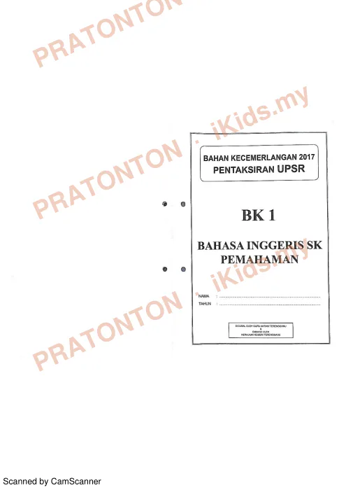 Pratonton muka 6 lembaran Bahan Kecemerlangan UPSR 2017 (BK 1) — Bahasa Inggeris SK Penulisan — Bahasa Inggeris Tahun 6