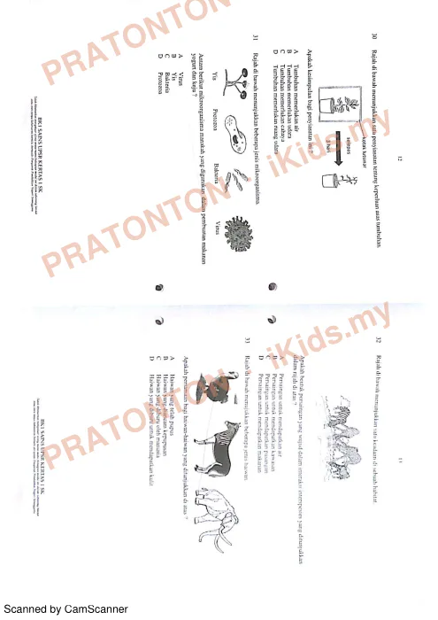 Pratonton muka 7 lembaran Bahan Kecemerlangan UPSR 2017 (BK 1) — Sains SK Kertas 1 — Sains Tahun 6