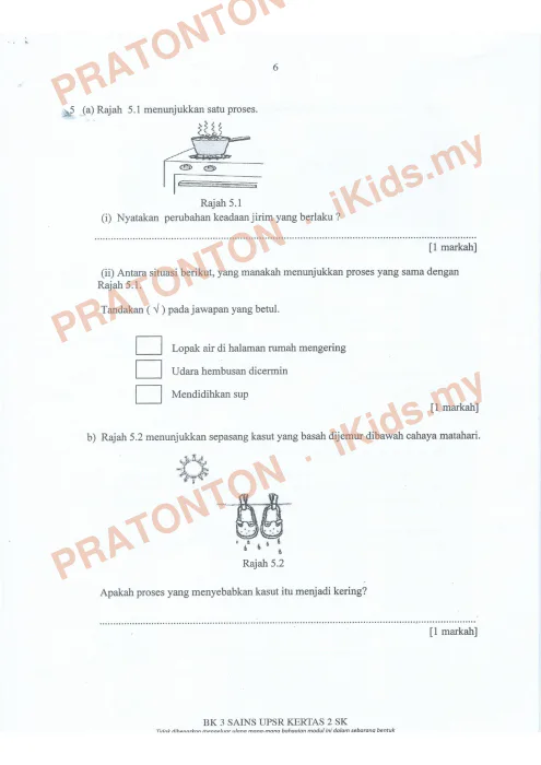 Pratonton muka 6 lembaran Bahan Kecemerlangan UPSR 2017 (BK 3) — Sains SK Kertas 2 — Sains Tahun 6