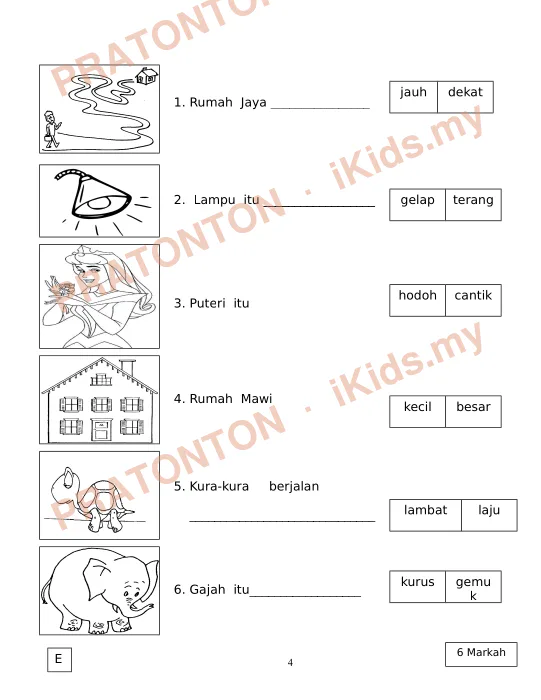 Pratonton muka 4 lembaran BAHASA MELAYU TAHUN SATU — Bahasa Inggeris Tahun 3