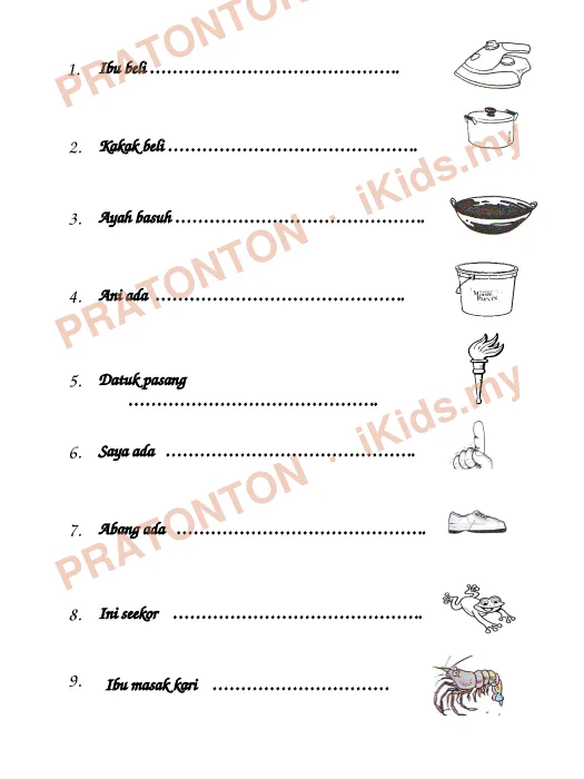 Pratonton muka 5 lembaran Bahasa Melayu — Bahasa Melayu Tahun 1