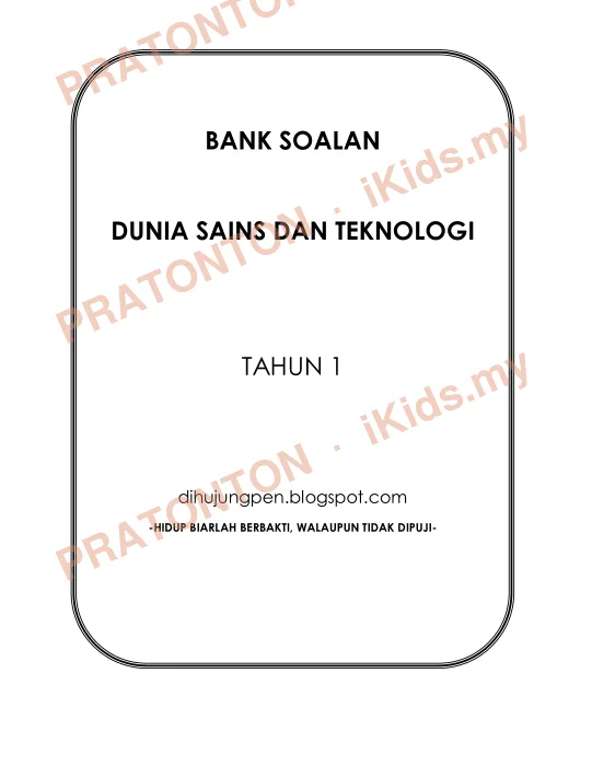 Pratonton muka 1 lembaran BANK SOALAN — Sains Tahun 1