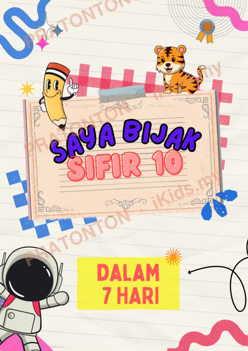 Pratonton muka 1 lembaran Bijak Sifir 10 Dalam 7 Hari — Matematik Anak Istimewa
