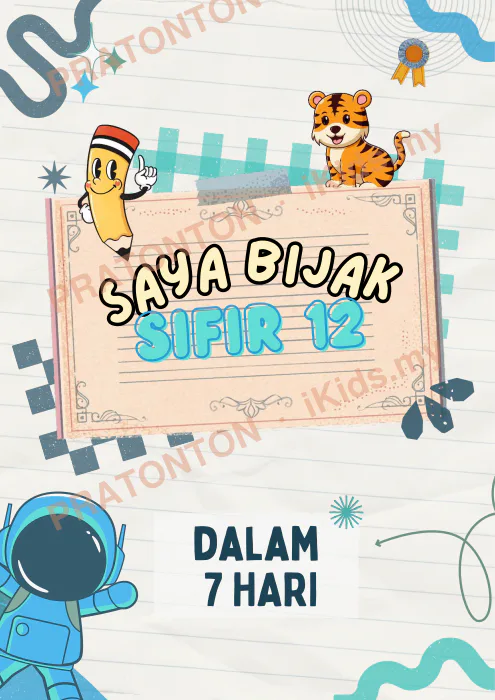 Pratonton muka 1 lembaran Bijak Sifir 12 Dalam 7 Hari — Matematik Tadika (2-6)