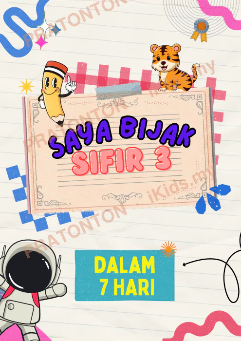 Pratonton muka 1 lembaran Bijak Sifir 3 Dalam 7 Hari — Matematik Tahun 1