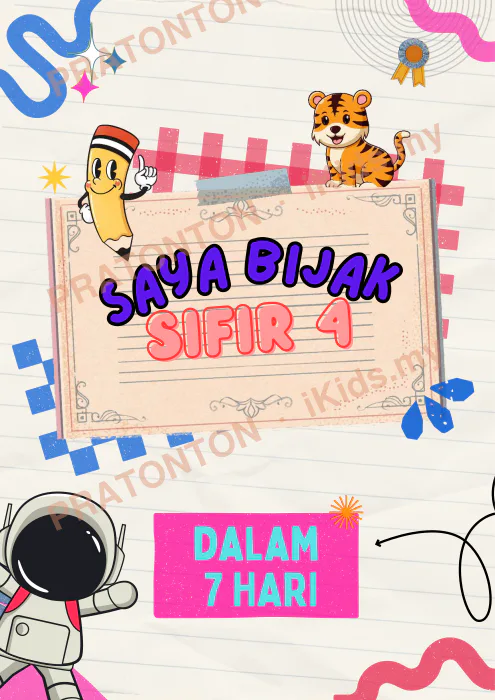 Pratonton muka 1 lembaran Bijak Sifir 4 Dalam 7 Hari — Matematik Tahun 1