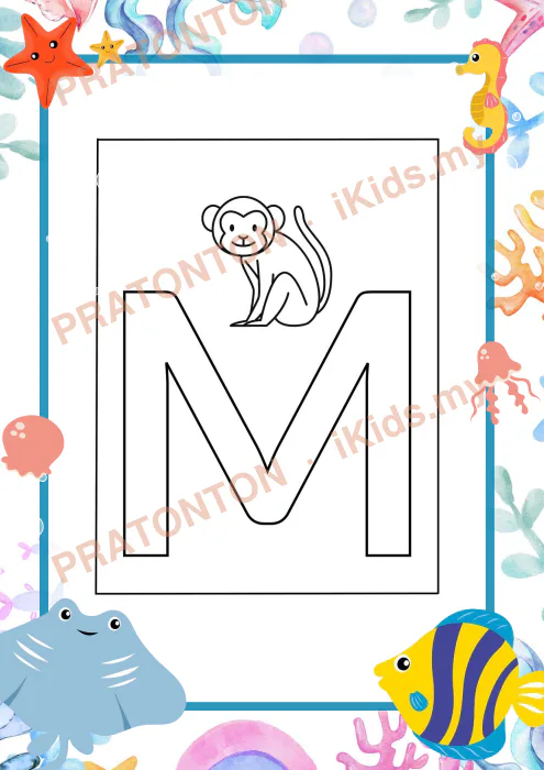 Pratonton muka 13 lembaran Buku Mewarna ABC Ikan — Mewarna Anak Istimewa