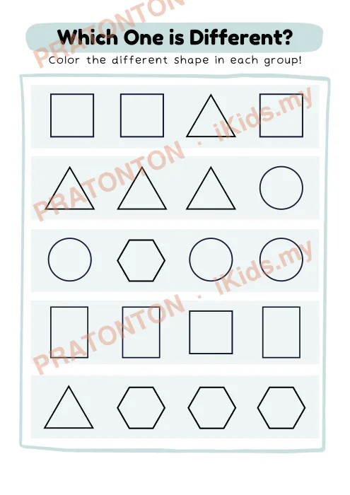Pratonton muka 1 lembaran Buku Mewarna Bentuk 2 — Mewarna Anak Istimewa