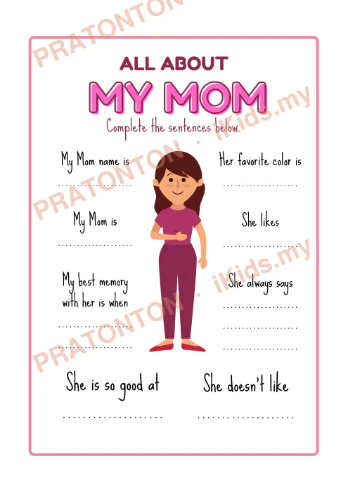 Pratonton muka 1 lembaran Buku Mewarna Hari Ibu — Mewarna Anak Istimewa