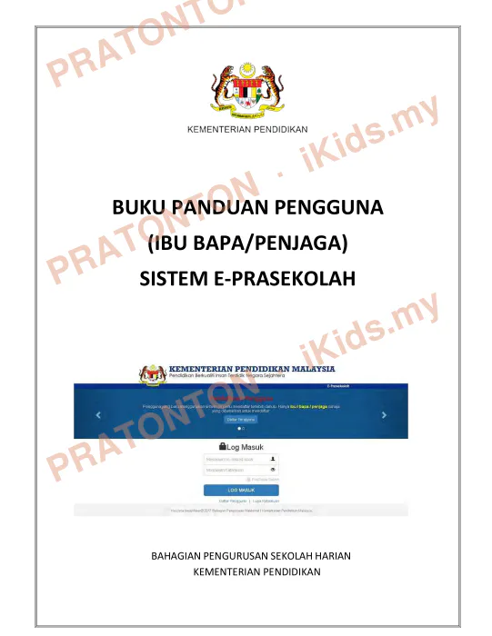 Pratonton muka 1 lembaran BUKU PANDUAN PENGGUNA — Matematik Tahun 1
