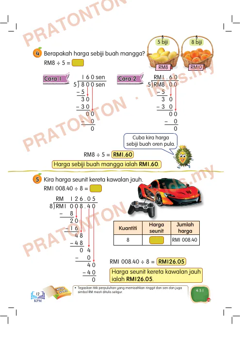 Pratonton muka 12 lembaran Buku Teks Matematik — Matematik Tahun 3