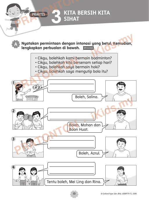 Pratonton muka 1 lembaran Penulisan Bahasa Melayu 5 — Bahasa Melayu Tahun 2