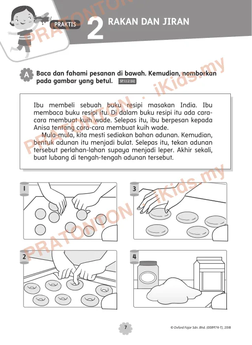 Pratonton muka 1 lembaran Lembaran Kerja Bahasa Melayu 1 — Bahasa Melayu Tahun 2
