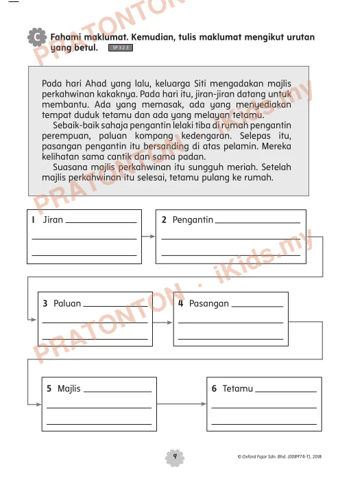 Pratonton muka 3 lembaran Lembaran Kerja Bahasa Melayu 1 — Bahasa Melayu Tahun 2
