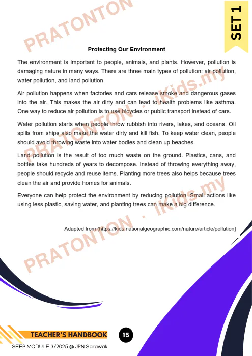 Pratonton muka 18 lembaran Modul Bahasa Inggeris 10 — Bahasa Inggeris Tahun 3