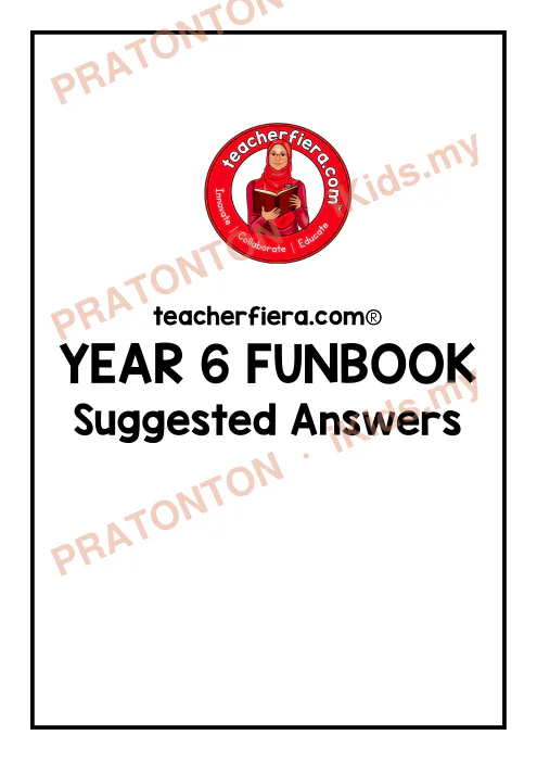 Pratonton muka 1 lembaran Cadangan Jawapan Funbook CEFR Tahun 6 — Bahasa Inggeris Tahun 6