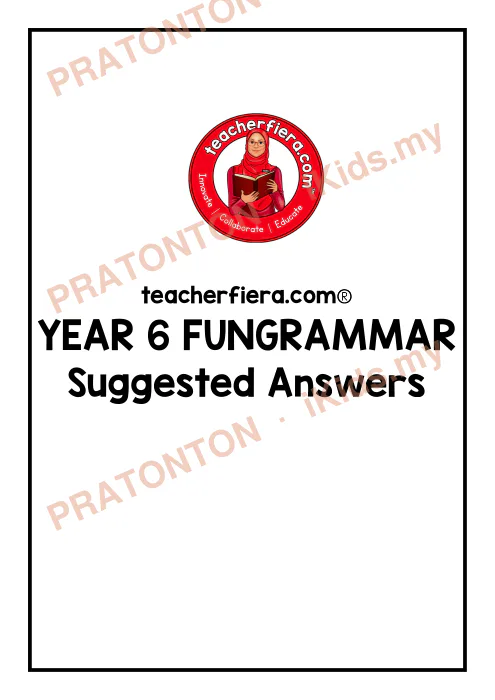 Pratonton muka 1 lembaran Cadangan Jawapan Fungrammar Tahun 6 — Bahasa Inggeris Tahun 6