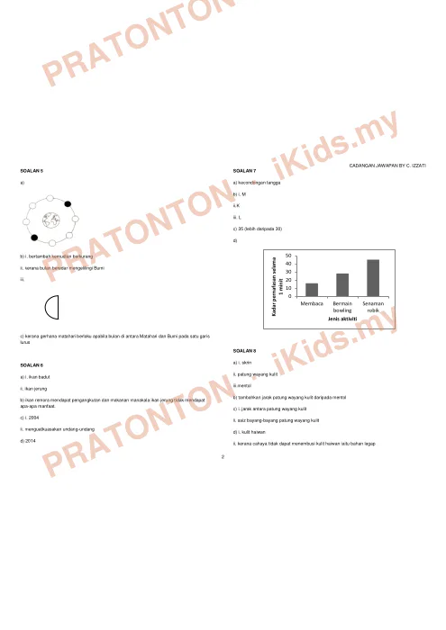 Pratonton muka 2 lembaran Cadangan Jawapan UPSR 2019 — Sains Kertas 1 dan 2 — Sains Tahun 6