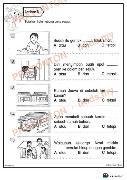 Pratonton muka 5 lembaran CamScanner — Bahasa Melayu Tahun 1