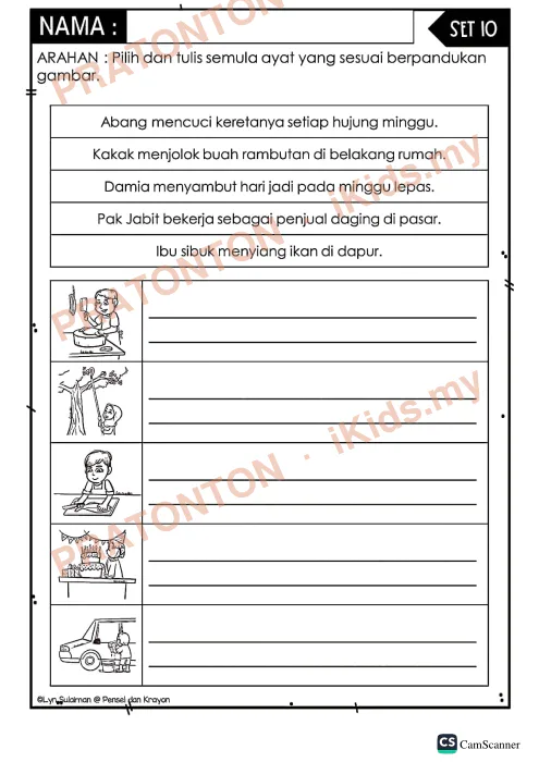 Pratonton muka 11 lembaran CamScanner — Bahasa Melayu Tahun 1