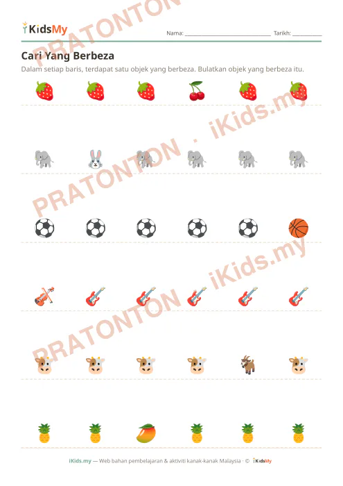 Pratonton muka 1 lembaran Cari Yang Berbeza (Set 2) — Logik/Teka-teki Anak Istimewa