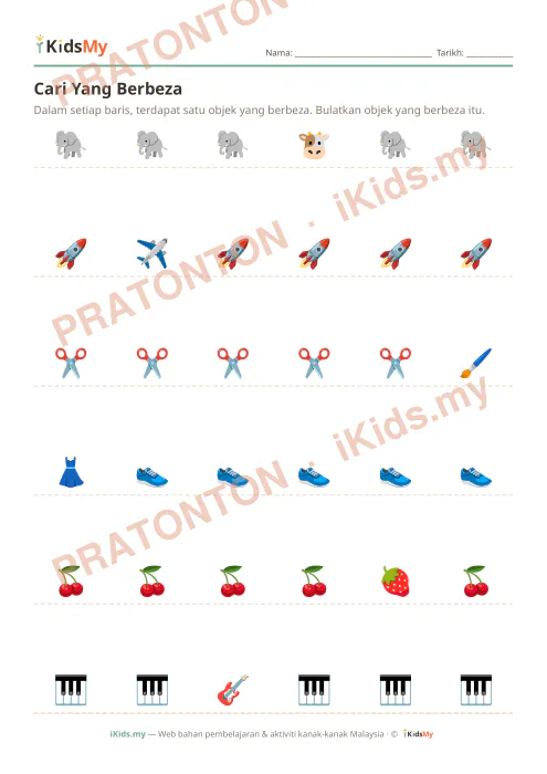 Pratonton muka 1 lembaran Cari Yang Berbeza (Set 6) — Logik/Teka-teki Anak Istimewa