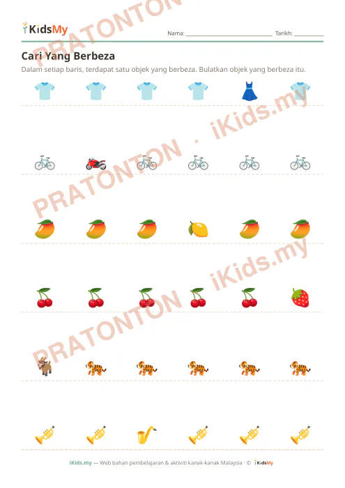 Pratonton muka 1 lembaran Cari Yang Berbeza (Set 8) — Logik/Teka-teki Anak Istimewa