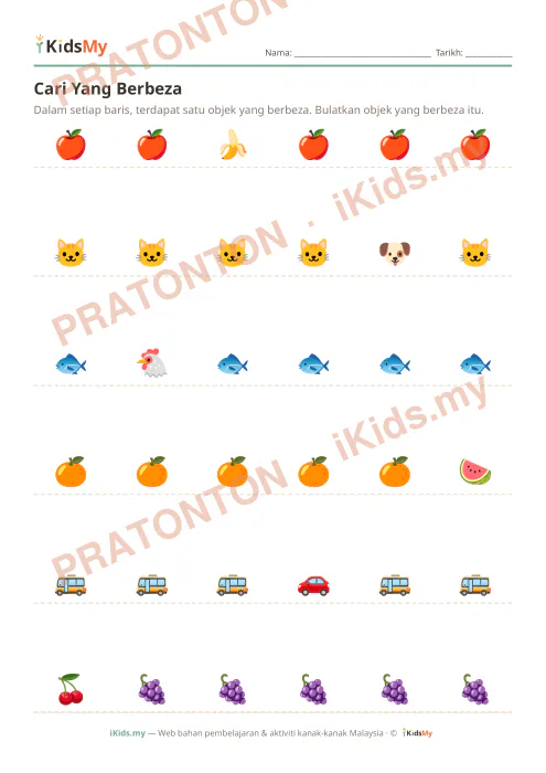 Pratonton muka 1 lembaran Cari Yang Berbeza — Logik/Teka-teki Anak Istimewa