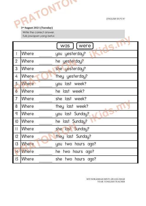 Pratonton muka 4 lembaran Modul Bahasa Inggeris 19 — Bahasa Inggeris Tahun 3