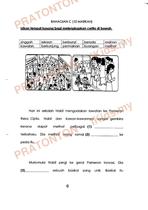 Pratonton muka 4 lembaran Kertas Soalan Bahasa Melayu 15 — Bahasa Melayu Tahun 2