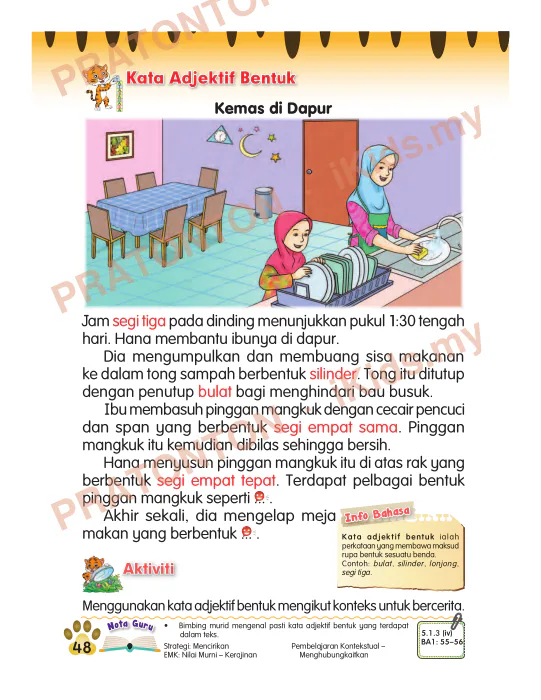 Pratonton muka 6 lembaran Lembaran Kerja Bahasa Melayu 2 — Bahasa Melayu Tahun 2