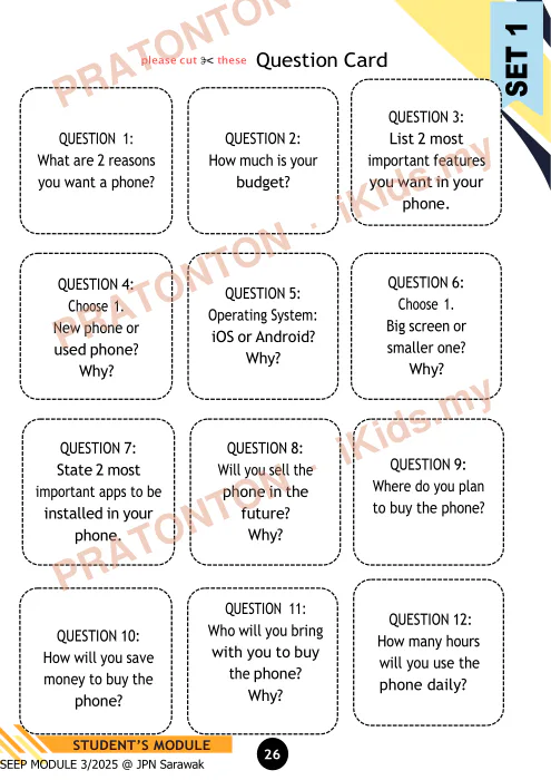 Pratonton muka 4 lembaran Modul Bahasa Inggeris 8 — Bahasa Inggeris Tahun 3