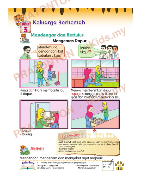 Pratonton muka 1 lembaran Pemahaman Bahasa Melayu 7 — Bahasa Melayu Tahun 2
