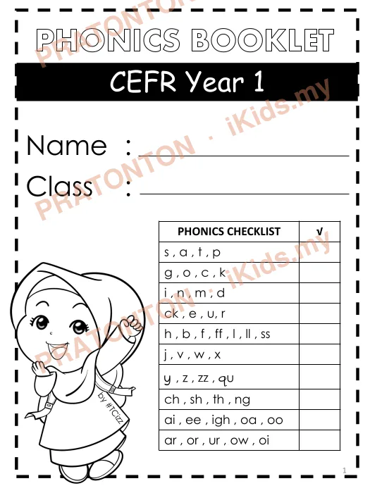 Pratonton muka 1 lembaran CEFR Year 1 — Bahasa Inggeris Tahun 1