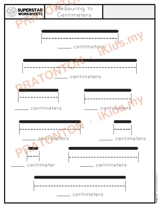 Pratonton muka 1 lembaran Centimeters — Matematik Tahun 1