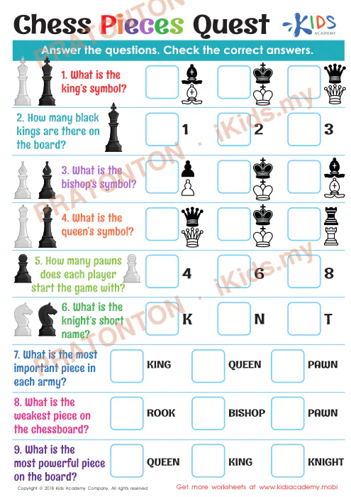 Pratonton muka 1 lembaran Chess Pieces Quest — Matematik Tahun 1