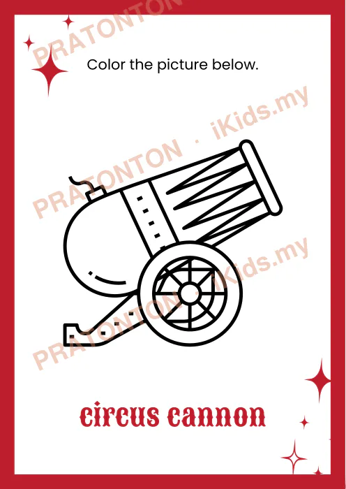 Pratonton muka 10 lembaran Circus Coloring Book in Red White Fun Style — Mewarna Anak Istimewa
