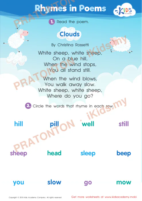 Pratonton muka 1 lembaran Clouds — Bahasa Inggeris Tahun 2